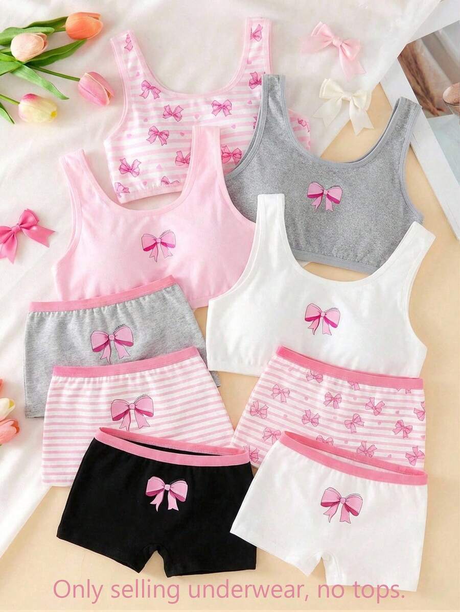 SHEIN 6条/套 女童舒适蝴蝶印花三角内裤 - 彩色 - 查看 1