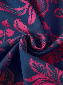 EMERY ROSE Đầm ngắn tay màu đỏ in hoa dành cho nữ cỡ lớn, thích hợp mặc vào đầu mùa xuân, trang phục mùa hè cho nữ, đầm ngắn tay, đầm họa tiết paisley, đầm in hoa cho nữ, đầm ngắn tay mùa hè. - Màu Hồng Tươi - Xem 7