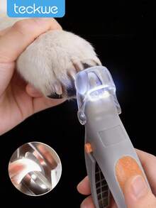 Teckwe LED Lighted Pet Nail Clipper, Suitable For Cats & Dogs Nail Trimming, Professional Pet Grooming Tool (Replaceable Blades) - Orange + Grey - View 1