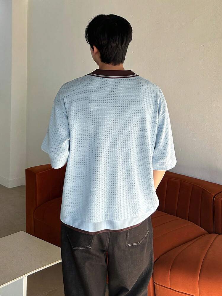 Men's Striped Short Sleeve Cardigans, Multi-Color Knit Tops For Summer