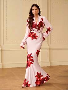 ZEYLAH Vestido de sirena ajustado 2 en 1, primavera/verano - Rosa - Ver 1