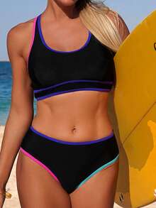 Swim SPRTY Women's Summer Beach Patchwork Bikini Set - Multicolor - View 3