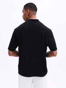 SUMWON Men's Classic Polo Shirt Short Sleeve Button Placket Collar Regular Fit Casual Summer Golf Top - Black - View 6