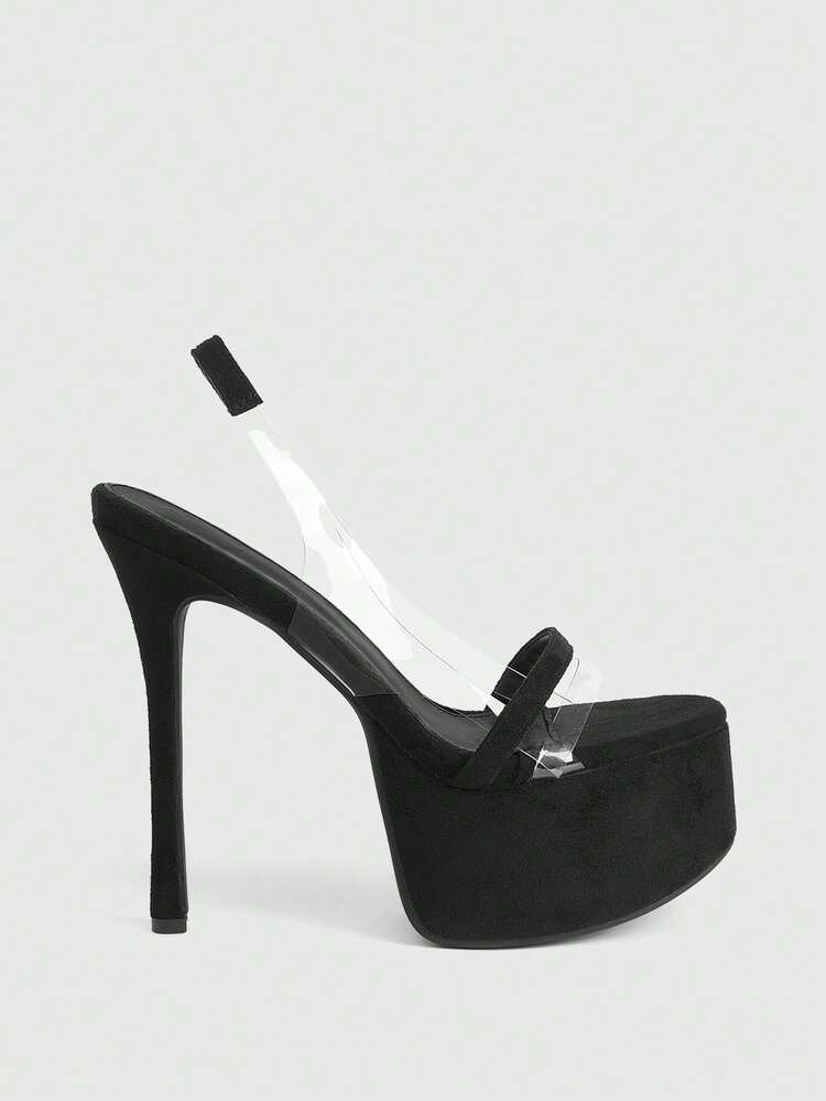 CUCCOO LuxiPop Women Shoes Stiletto Platform Shoes Women's Black Sandals Nightclub Style Dress Sexy Fashion Dress Halloween Christmas Party Dress