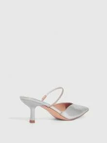 CUCCOO SZL Fashionable Elegant Commuter Crystal Decorated Pointed Toe High Heels Spring Shoes - Silver - View 10