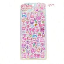 1 pieza/2 piezas Pegatinas 3D en relieve - Pegatinas decorativas de dibujos animados de animales como gato, dinosaurio, conejo, pingüino para manualidades y scrapbooking - Multicolor - Ver 19