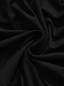 ROMWE Top ajustado de mujer con hombros descubiertos, cordones laterales y drapeado - Negro - Ver 10