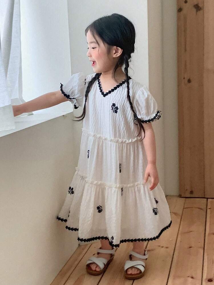 Baby Girl V-Neck Fresh Korean Style Spring/Summer Dress