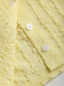 Sweetra Y2K Textured Fabric Vacation Versatile Puff Sleeve Sweet Preppy Style Blouse - Yellow - View 7