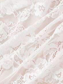 SHEIN MOD 女士优雅蕾丝不对称下摆无袖连衣裙，夏季 - 白色 - 查看 8