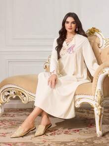 CUCCOO TILAWA Zapatos de punta bordados de estilo casual/oficina para mujer - Caqui - Ver 4