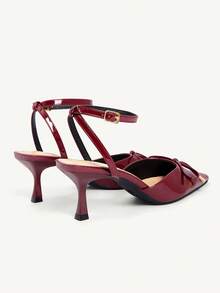 CUCCOO CHICEST Women's Fashionable Elegant Commuting Pumps With Bow Decor Elegant Shoes Wedding Shoes - Burgundy - View 9