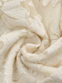 Lacomfia 米色和杏色蕾丝随机花卉图案优雅时尚半袖纽扣衬衫简约百搭宽松版型大码衬衫 - 杏色 - 查看 6