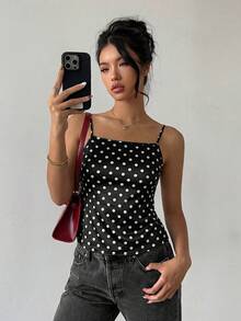 Siren Gaze Camiseta sin espalda con estampado de lunares y bajo a la moda para mujer - Multicolor - Ver 3