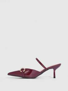CUCCOO SZL Women's Pointed Toe Metal Decor Elegant High Heel Pumps Spring Shoes - Burgundy - View 10