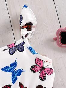 Travachic KIDS Babygirl Casual Knit Elastic Cute Cartoon Pattern Camisole Romper, Suitable For Summer - Multicolor - View 4