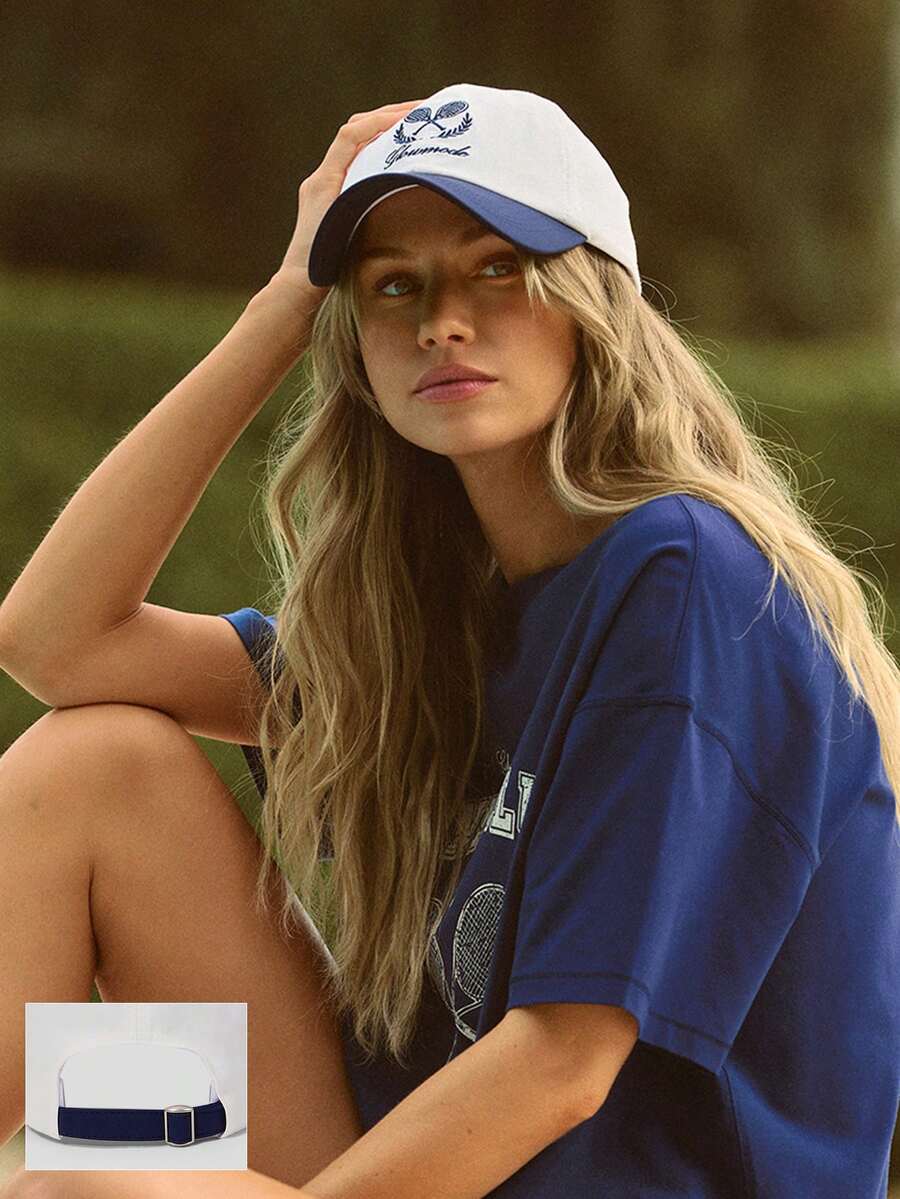 GLOWMODE Sunny Rounds Nylon Water-Repellant Lightweight Adjustable Back Closure Mesh Sweatband Reflective Logo Tennis Embroidery Tennis Cap Hat Golf Pickleball Daily Casual Wear - navy blue + white - View 1