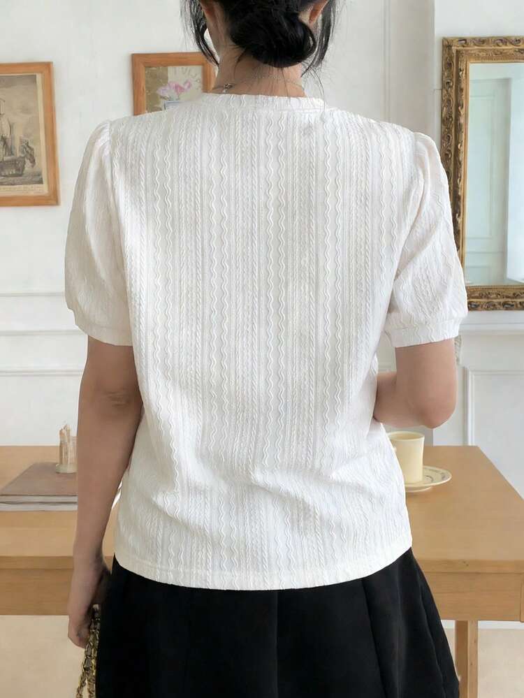 Women's Summer Round Neck Commuting Versatile Loose Casual Short Sleeve T-Shirt