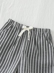 Loomiva 2件套男婴针织柔软圆领短袖上衣和松紧腰短裤套装 - 彩色 - 查看 6