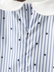 Young Girl Polka Dot & Striped Print Sleeveless Ruffle Hem Dress - Multicolor - View 7