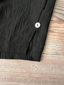 EMERY ROSE Plus Size Women Solid Color Elastic Waist Casual Pants Summer Spring Country Style For Women Black Pants - Black - View 5