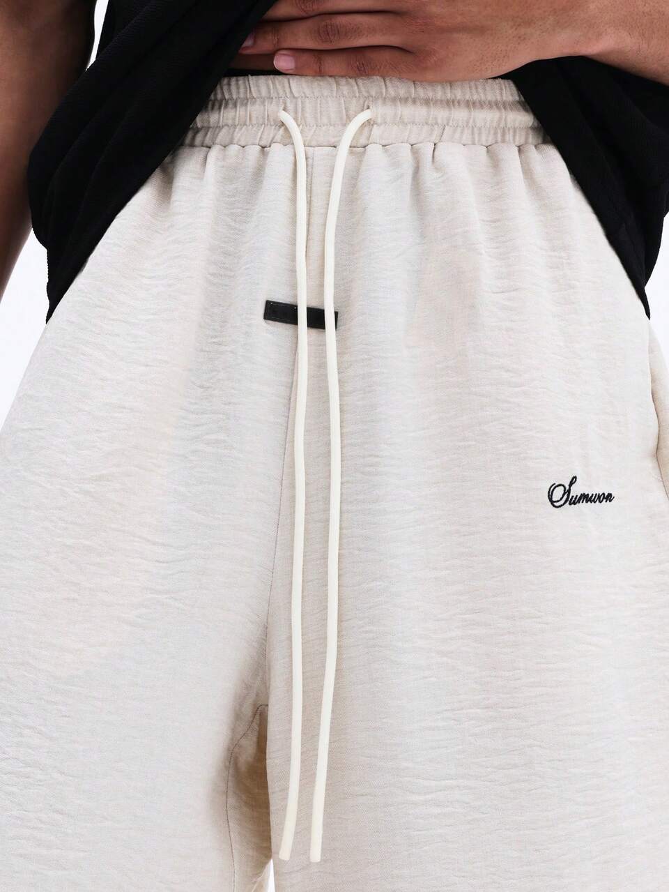 SUMWON Bermudas cargo con ajuste relajado y oversize, con logotipo estampado y cintura con cordón para un estilo casual de calle en verano