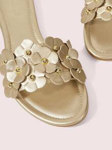 CUCCOO DOLLMOD Ladies Gold Flower Comfortable Flat Sandals, Sweet Style Flower Flat Sandals - Gold - View 5