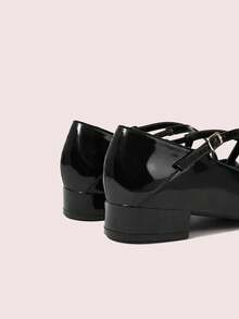 CUCCOO DOLLMOD Women's Black Fashionable Criss-Cross Strap Mary Jane Shoes, Versatile And Suitable For Commuting - Black - View 9