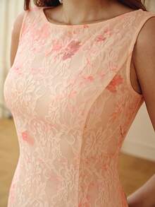 ZEYLAH Đầm đuôi cá in ren, thích hợp cho mùa xuân/hè. - Màu be - Xem 2