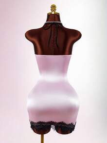 Amplova 2026 性感蕾丝深V收腰金属色迷你连衣裙（女款） - 彩色 - 查看 5