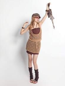 Bloopia Women's Retro Lace Shawl Collar Cover Up - Apricot - View 4