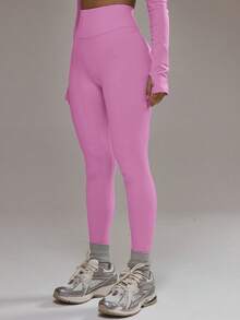 Musera Sport High Rise Seamless Leggings Bottom Only Padel Autumn Fall Winter Activewear Sport Gym Workout - Pink - View 3