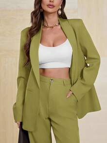 Aveloria Modichic 披肩领前开襟休闲西装外套 - 綠色 - 查看 4