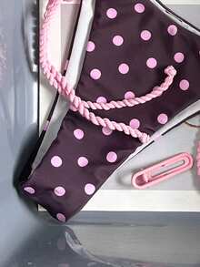 Swim Mod Women's New Polka Dot Printed Metal Sun Decoration Rope Bikini Set For Spring And Summer Wine Red Dot Swimsuit Beach Wear Vacation Pool Spring And Summer Holiday Party - Multicolor - View 6