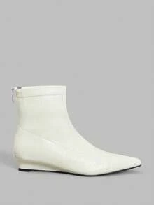 Ontre French Retro Low Heel Ankle Boots For Women, New Arrival Elastic Slim Fit Boots For Christmas - Beige - View 1