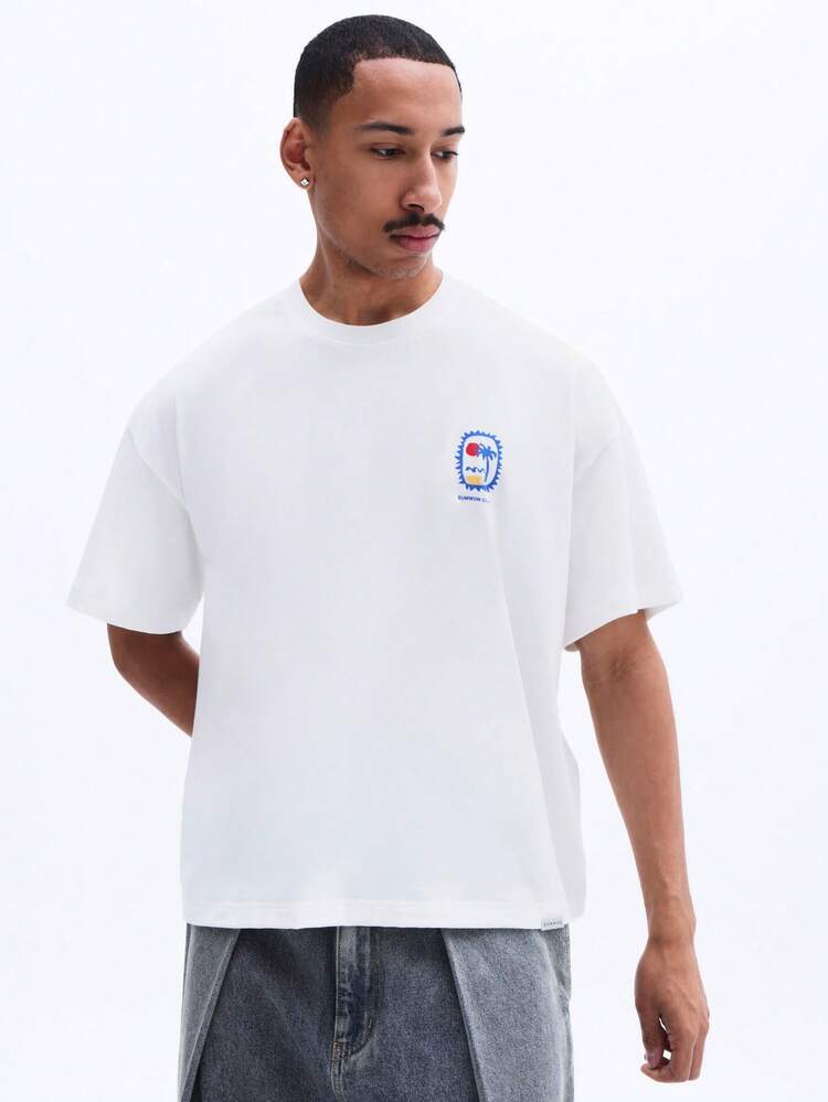 Men's Boxy Fit Short Sleeve Crew Neck T-Shirt Monte Carlo Travel Graphic Print Summer Casual Cotton Tee