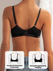DesireSculpt Women's Solid Casual Sexy Lace Patchwork Bow Tie Diamonds Wire-Supported Lift Anti-Sagging Comfortable Bra & Instantlift Bra - Black - View 2