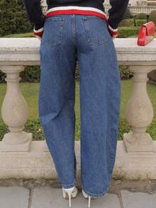 Elenary Edit Women's New Fashionable & Blue Curved Leg Pants, Suitable For Valentine's Day, Mother's Day, High-End - Blue - View 2