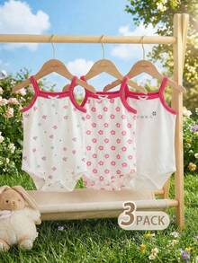 Souflis Souflis Bộ 3 món áo liền quần không tay phối màu dễ thương cho bé gái sơ sinh/trẻ nhỏ, thích hợp mặc mùa hè. - Nhiều màu - Xem 3