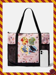 HARRY POTTER X SHEIN 卡通印花防水沙滩包，休闲单肩手提包 - 彩色 - 查看 2