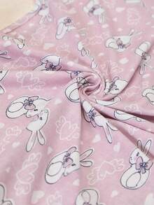 EURMUSE Cute Bunny Print Casual Relaxed Two Pieces Sleepwear Set - Pink - View 7