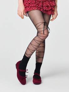 ROMWE Goth Ladies Fashion Double Bow Casual Flat Shoes - Burgundy - View 2