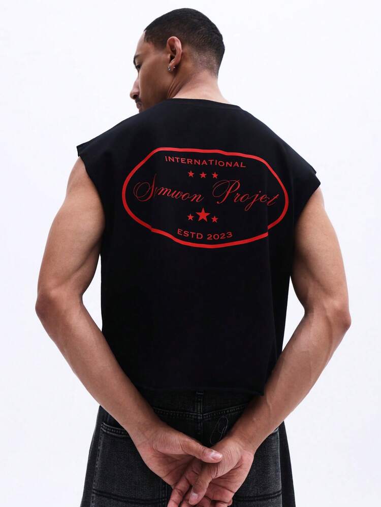 Sleeveless Crop Tank With Logo Print