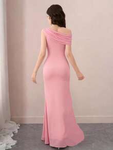 Pitira 少女优雅露肩无袖长裙，适合舞会、婚礼、派对等场合 - 粉色 - 查看 4