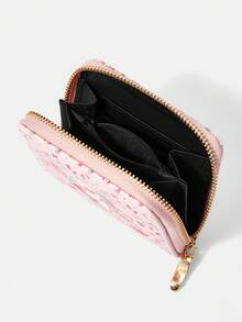 HELLO KITTY AND FRIENDS | SHEIN 1Pc Rose Love Cat Pattern Simple Style Zipper Change Bag, Suitable For Women. - Baby Pink - View 4