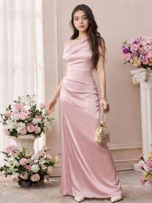 Pitira Teen Girls Elegant Cold Shoulder Long Party Dress, Suitable For Prom, Wedding, Party And Other Occasions - Pink - View 1