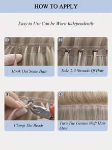 PU孔发片真人发接发，蝴蝶发片接发，12-24英寸挑染直发接发束，隐形接发，适用于日常、婚礼和派对等场合。 - 彩色 - 查看 8