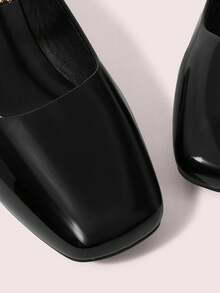 CUCCOO DOLLMOD Women's Buckle Design Patent Leather Elegant Chunky Heel Pumps, Suitable For Daily Commute - Black - View 8