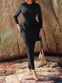 Swim Mulvari Plus Size Women Middle East Style Long Sleeve & Pants Swimwear - Multicolor - View 6