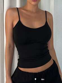 DAZY Women's Contrast Lace Slim Fit Backless Camisole - Black - View 6